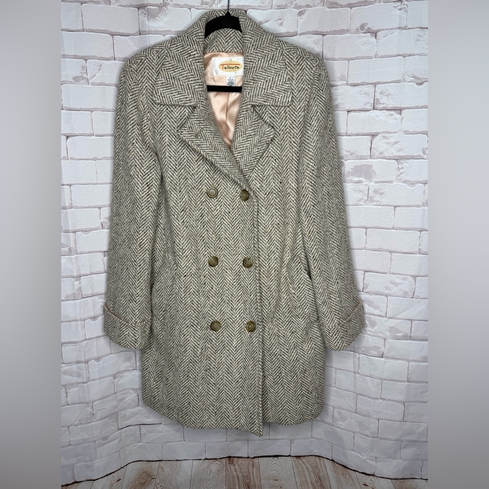 Talbots Herringbone Tweed Blazer Coat | Classic Chic Tailored Jacket | Size 6